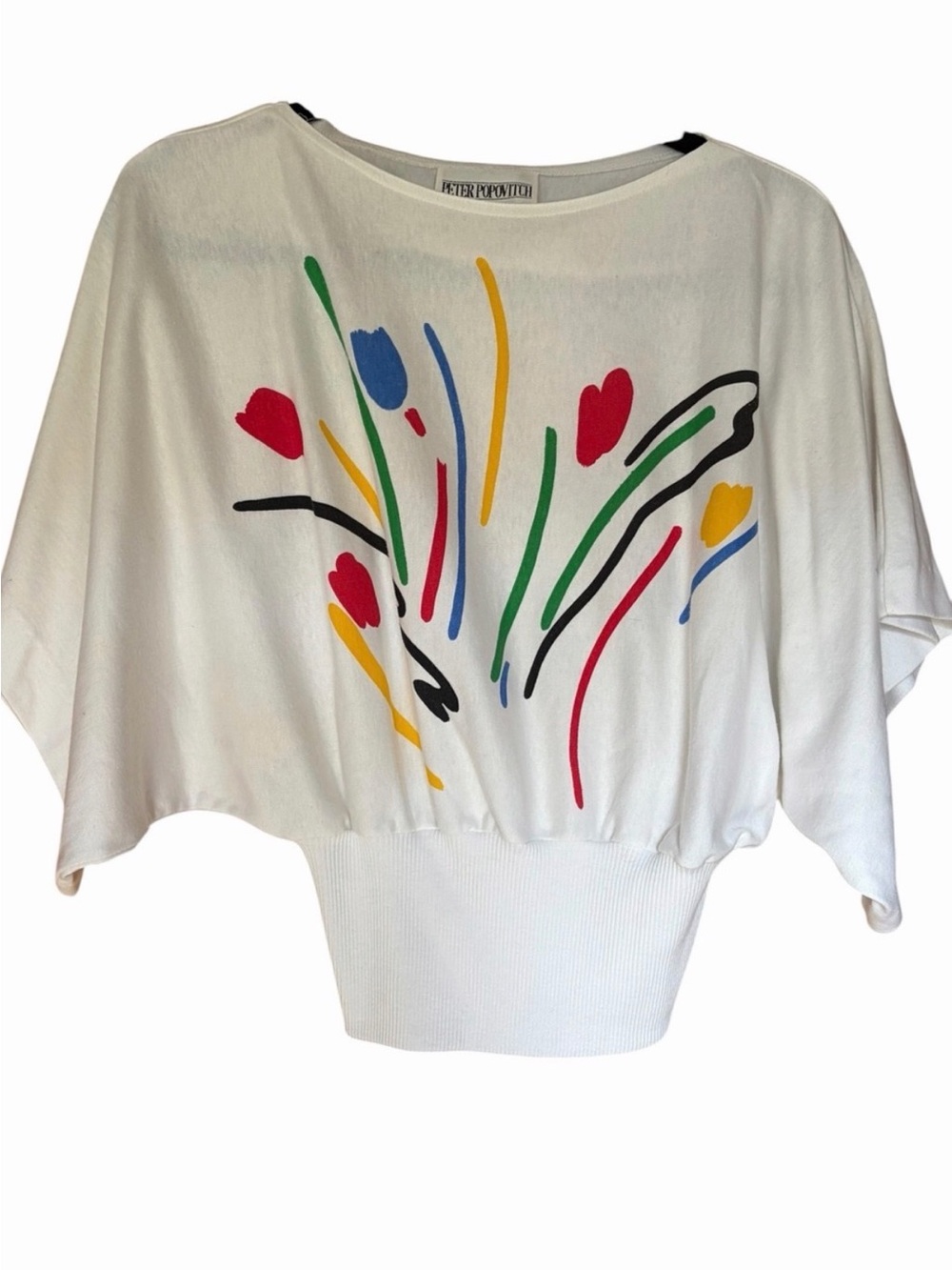 Vintage 90’s Abstract Floral Batwing Top - Picture 9 of 9
